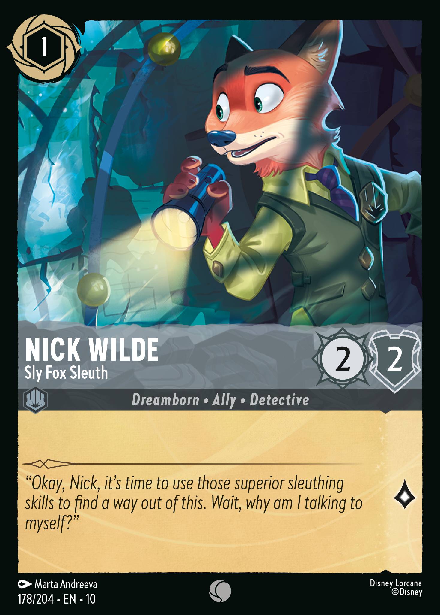 Carta Nick Wilde - Sly Fox Sleuth del set Whispers in the Well