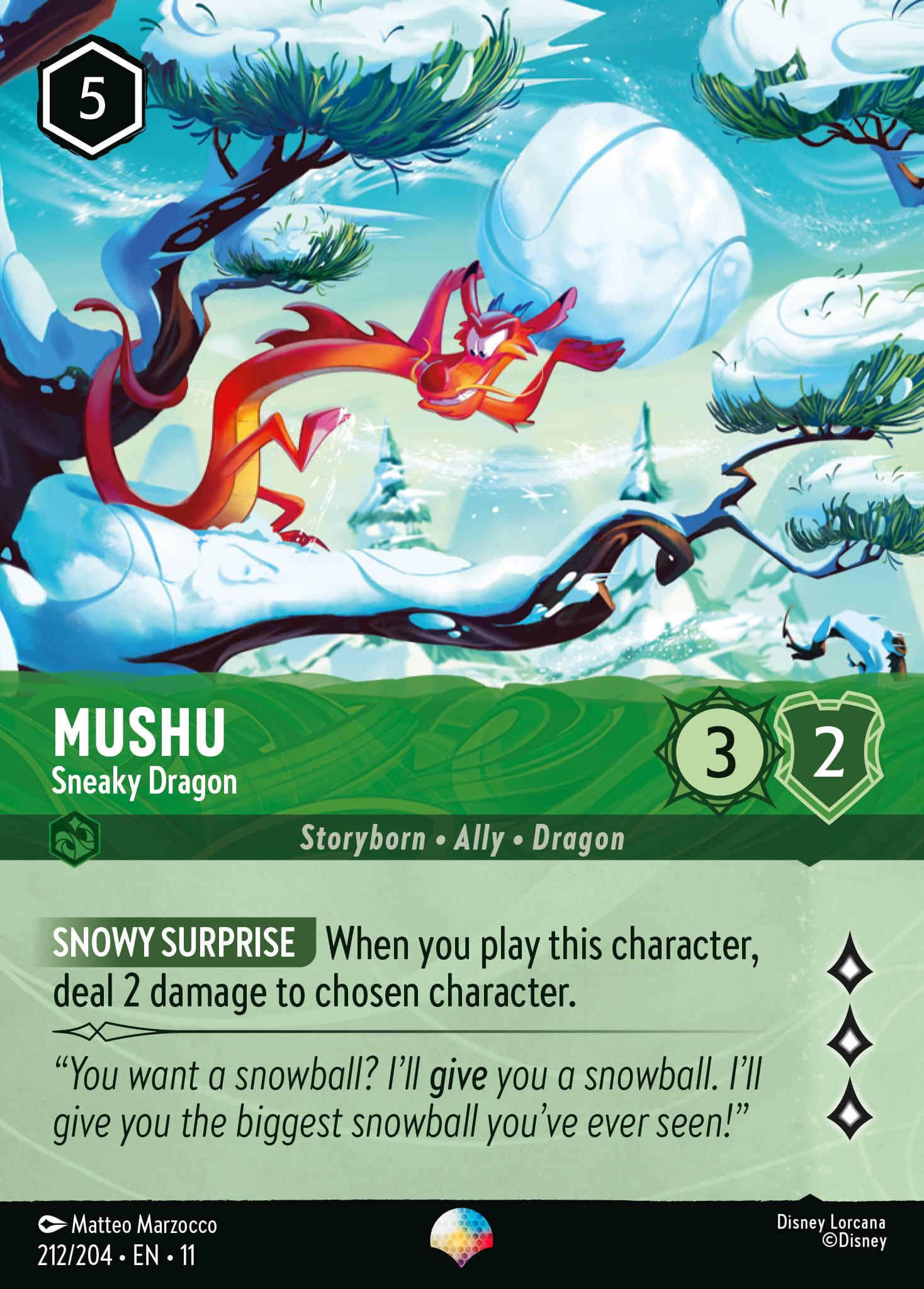 Carta Mushu - Sneaky Dragon del set Winterspell