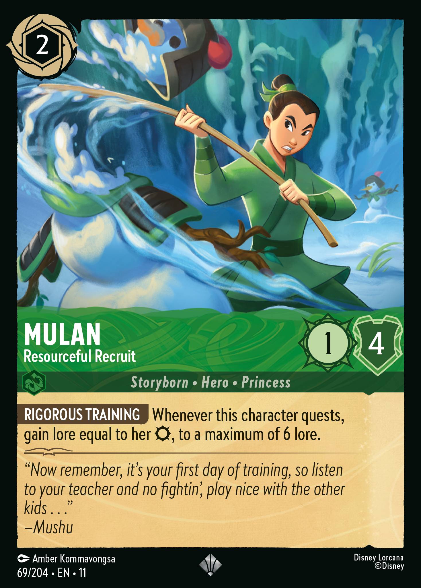 Carta Mulan - Resourceful Recruit del set Winterspell