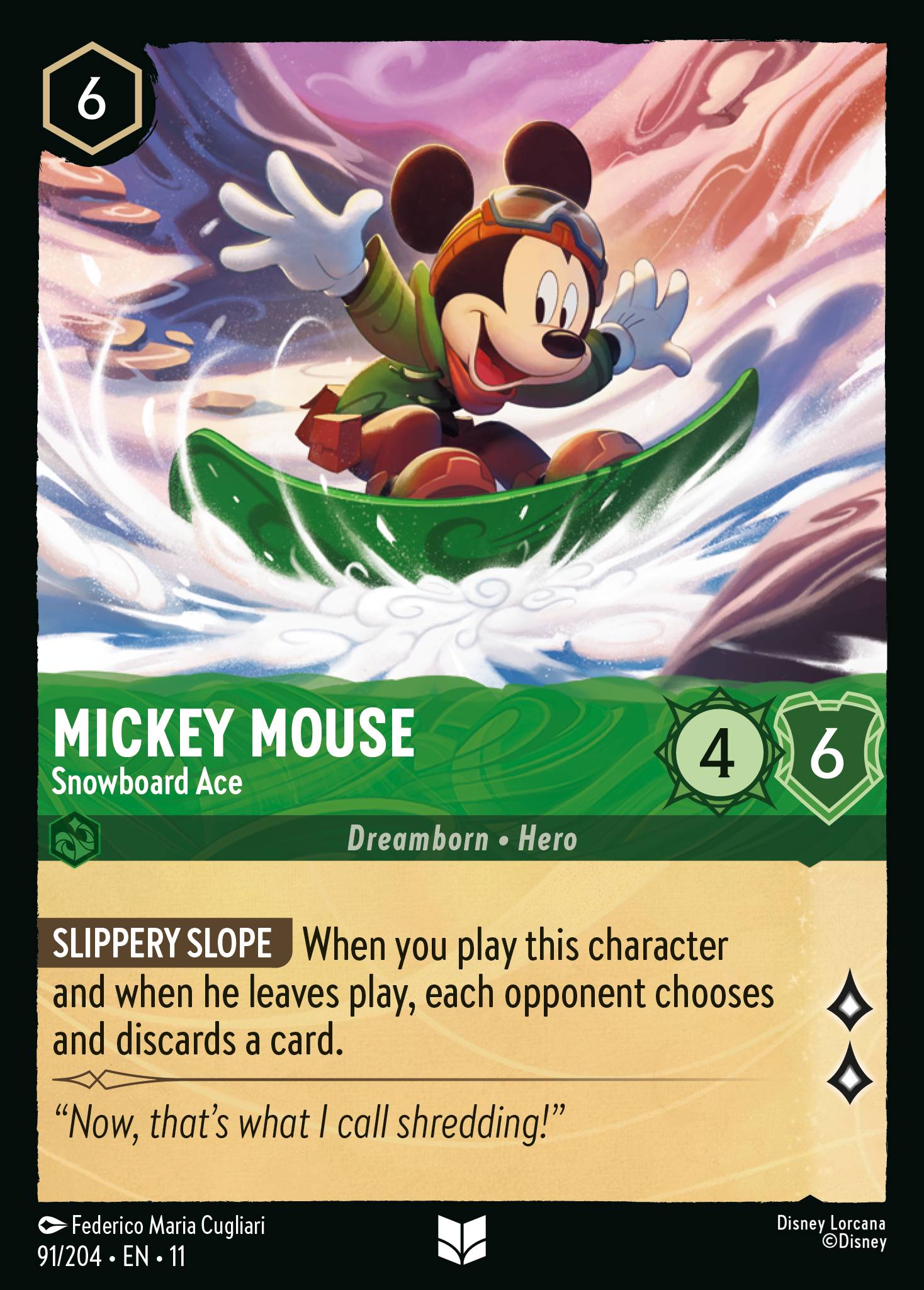 Carta Mickey Mouse - Snowboard Ace del set Winterspell