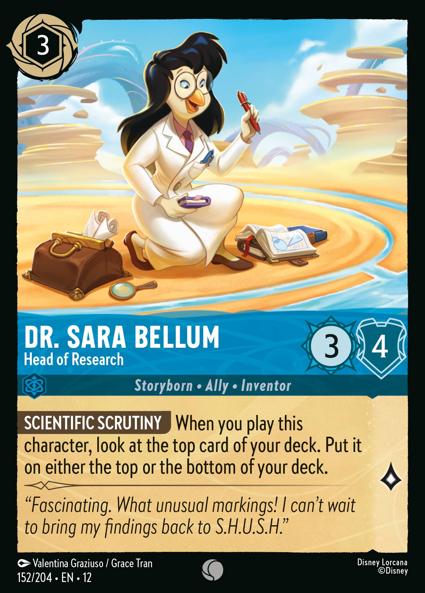 Carta Dr. Sara Bellum - Head of Research del set Wilds Unknown