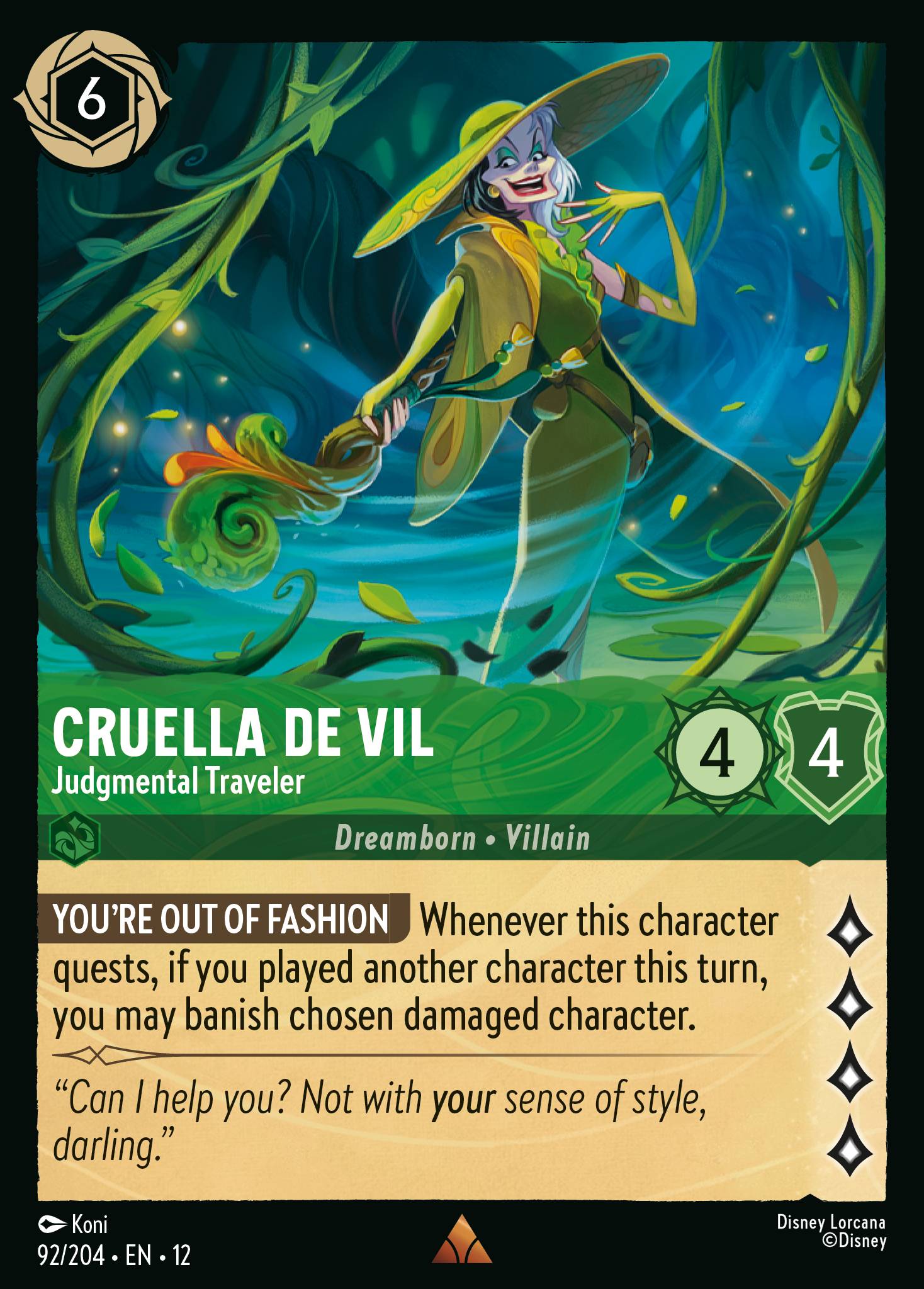 Carta Cruella De Vil - Judgmental Traveler del set Wilds Unknown