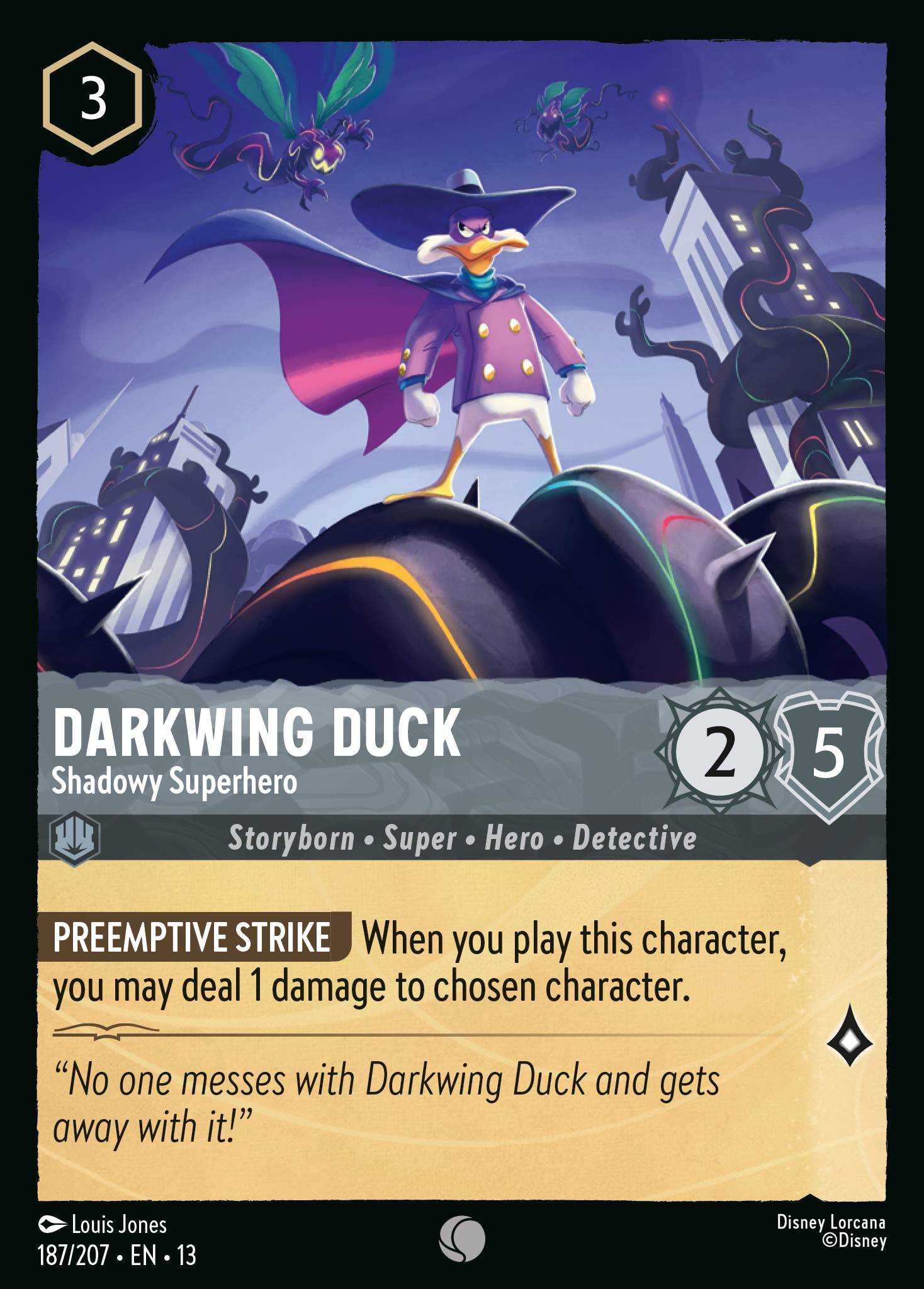 Carta Darkwing Duck - Shadowy Superhero del set Attack of the Vine!