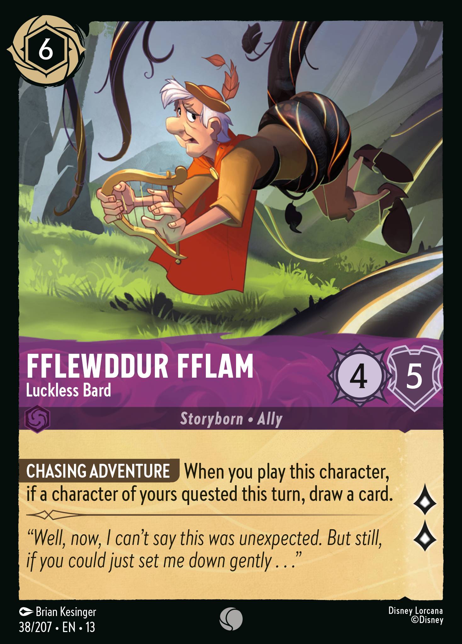 Carta Fflewddur Fflam - Luckless Bard del set Attack of the Vine!