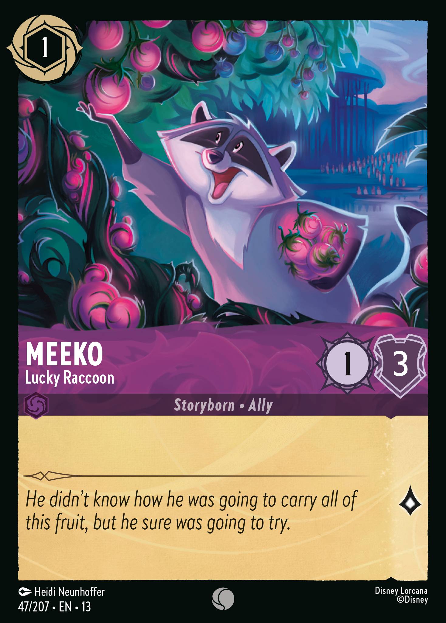 Carta Meeko - Lucky Raccoon del set Attack of the Vine!