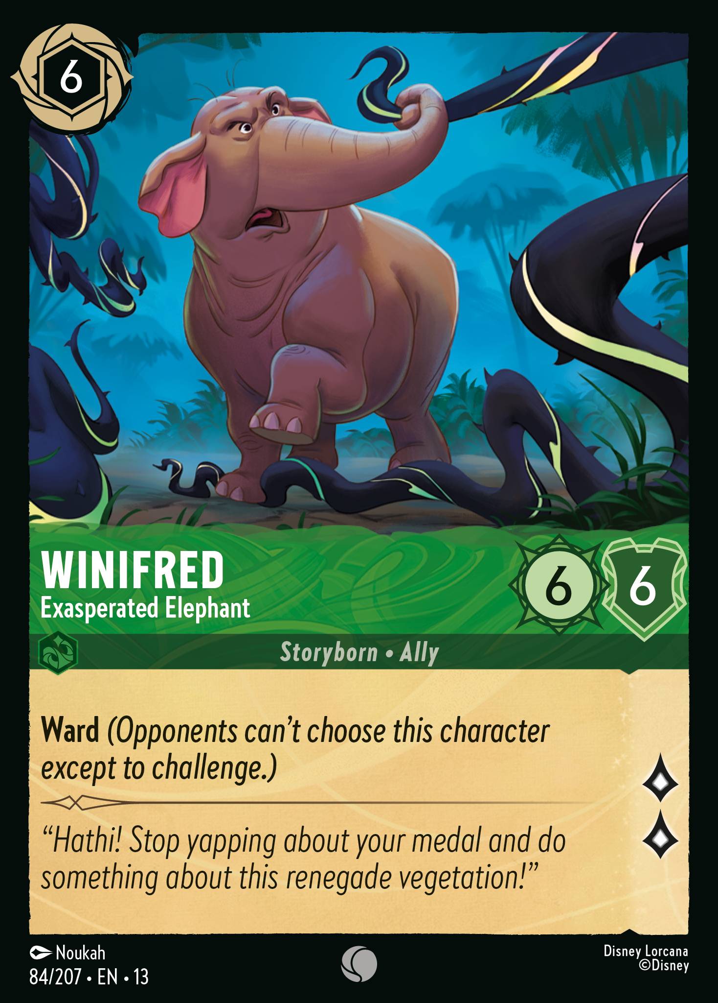 Carta Winifred - Exasperated Elephant del set Attack of the Vine!