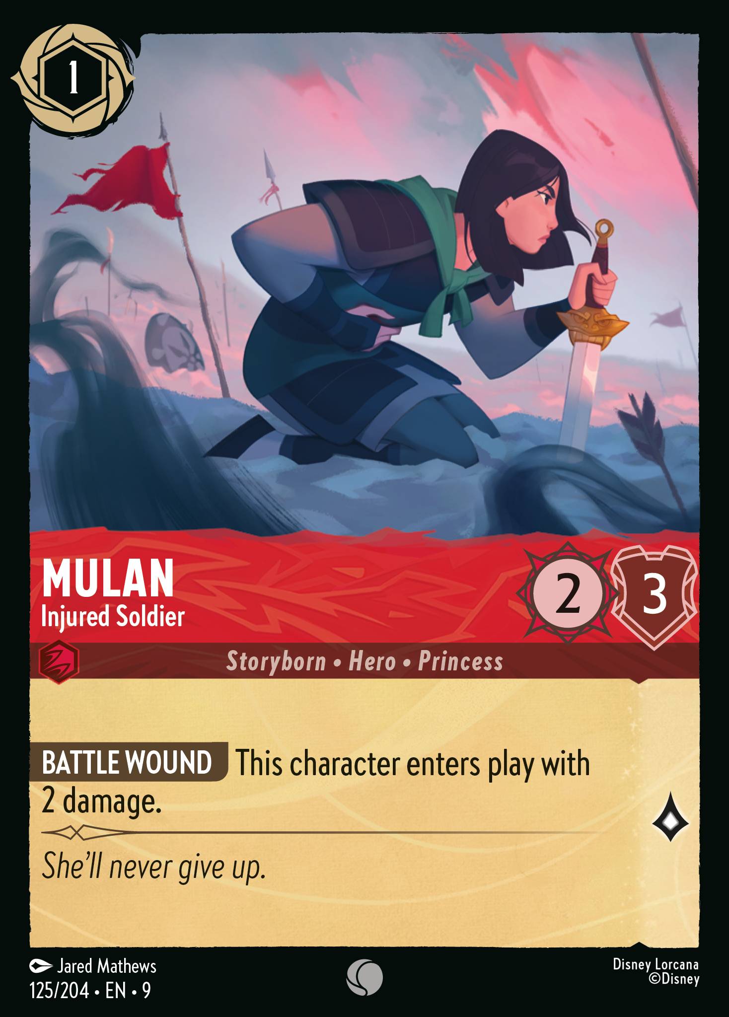 Carta Mulan - Injured Soldier del set Fabled