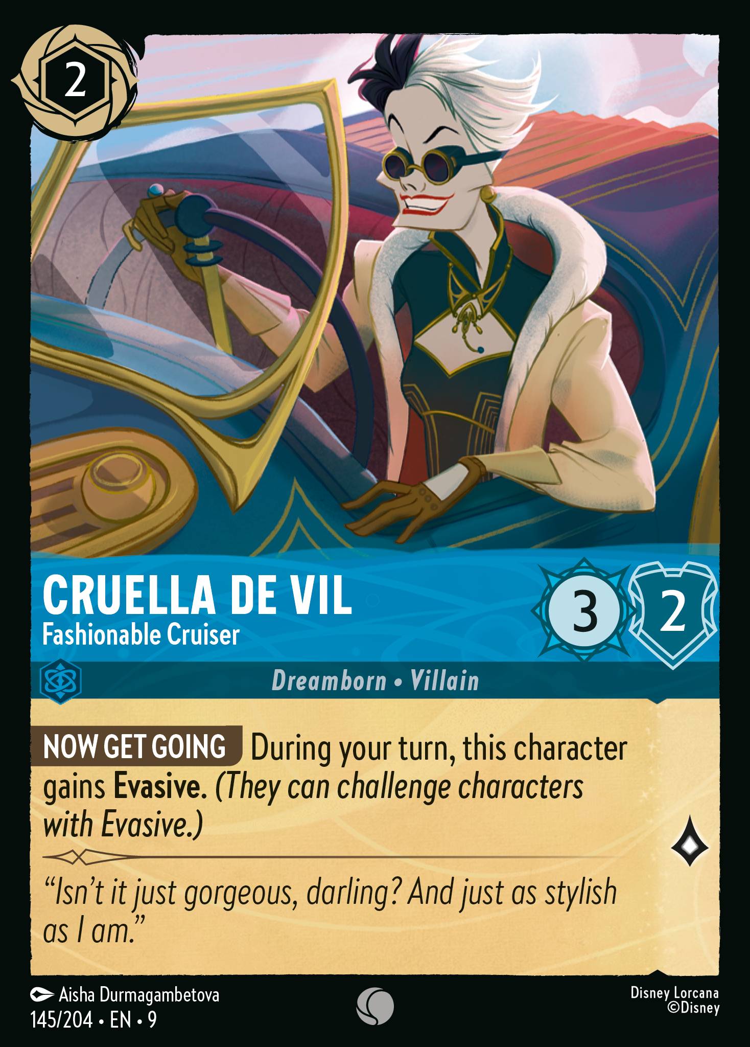 Carta Cruella De Vil - Fashionable Cruiser del set Fabled