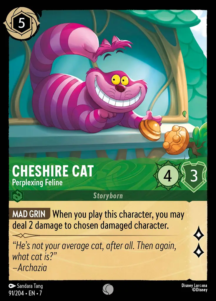 Carta Cheshire Cat - Perplexing Feline del set Archazia's Island