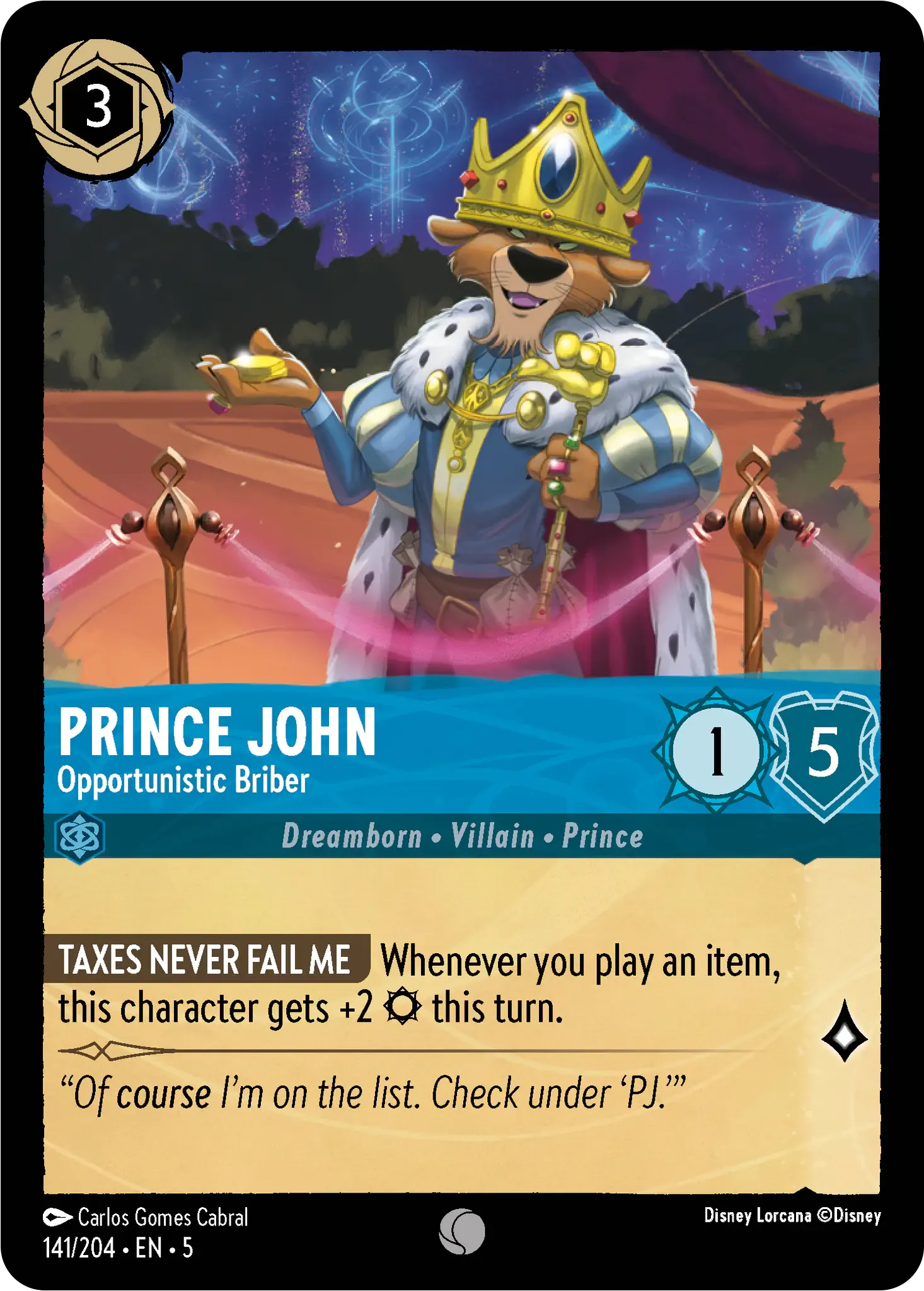 Carta Prince John - Opportunistic Briber del set Shimmering Skies