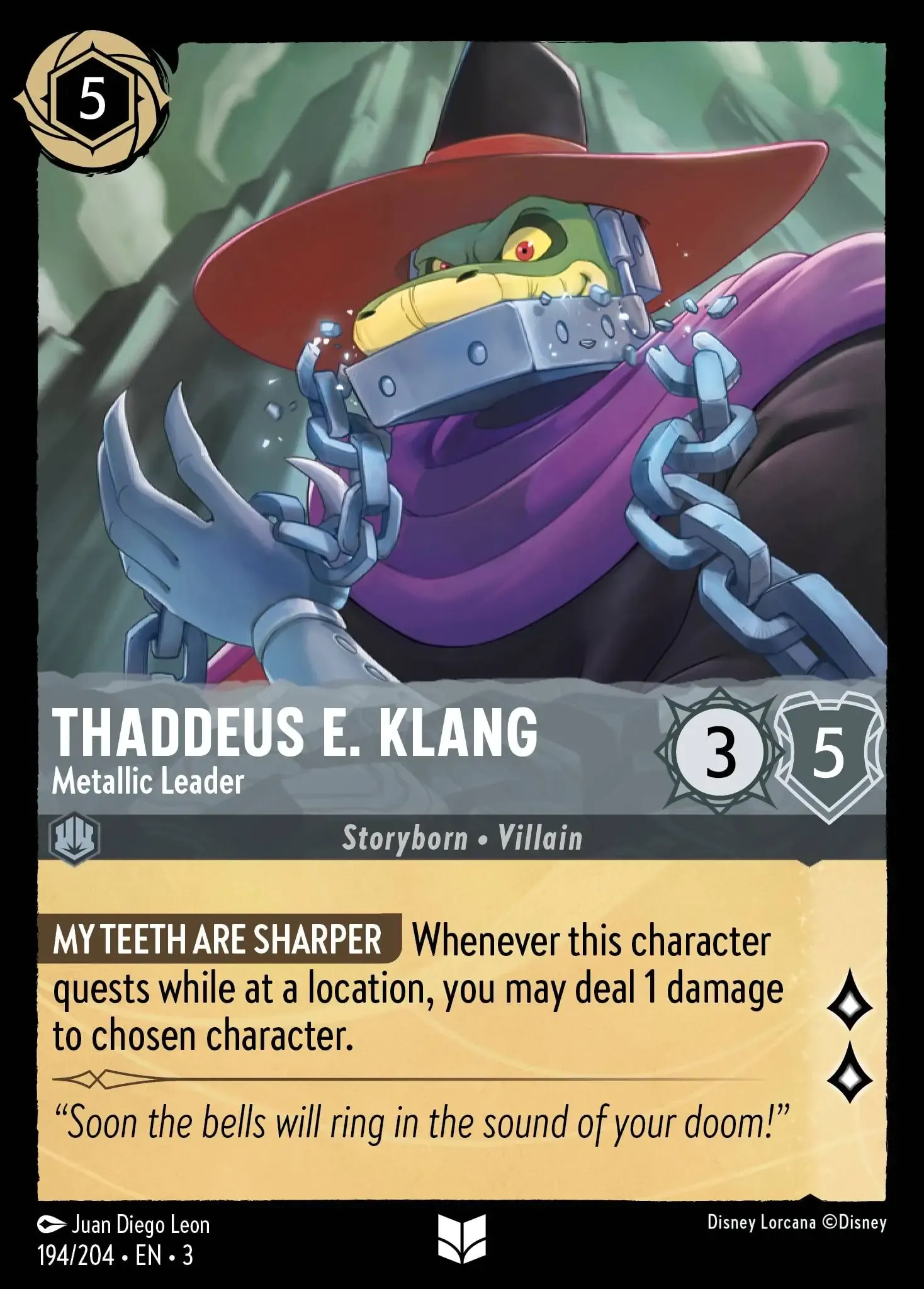 Carta Thaddeus E. Klang - Metallic Leader del set Into the Inklands