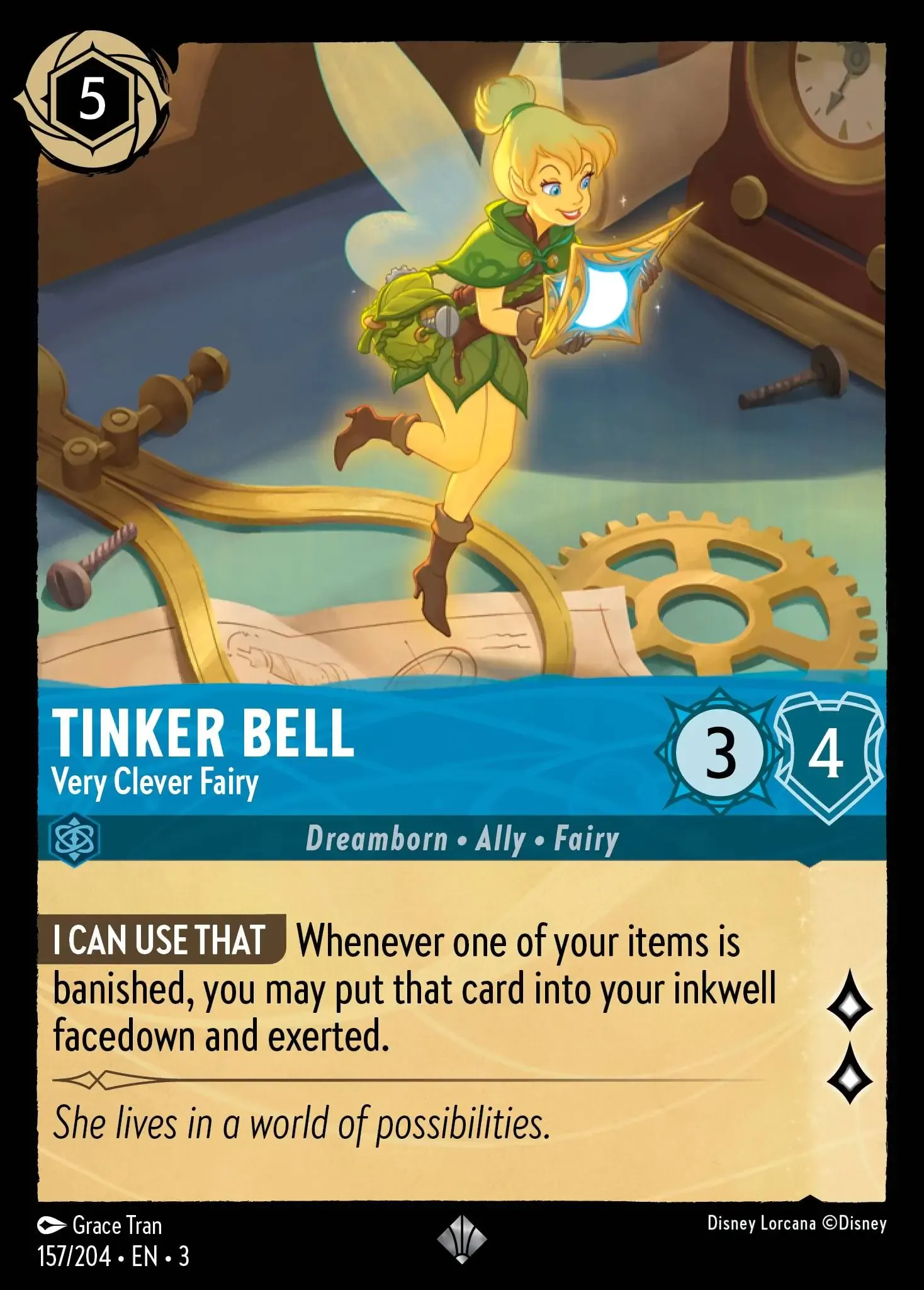 Carta Tinker Bell - Very Clever Fairy del set Into the Inklands